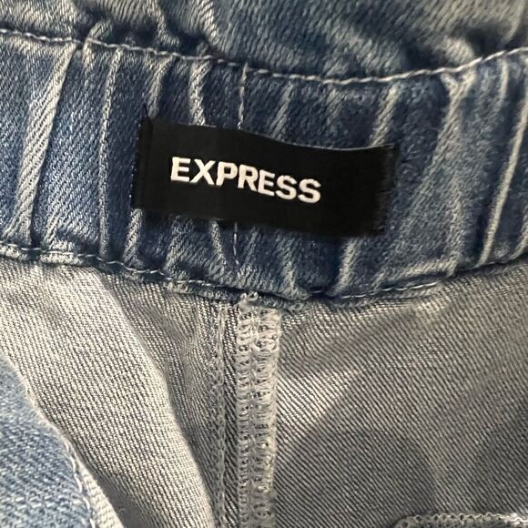 Express rhinestone tapered ankle super high rise baggy jeans size 8 - Picture 11 of 16